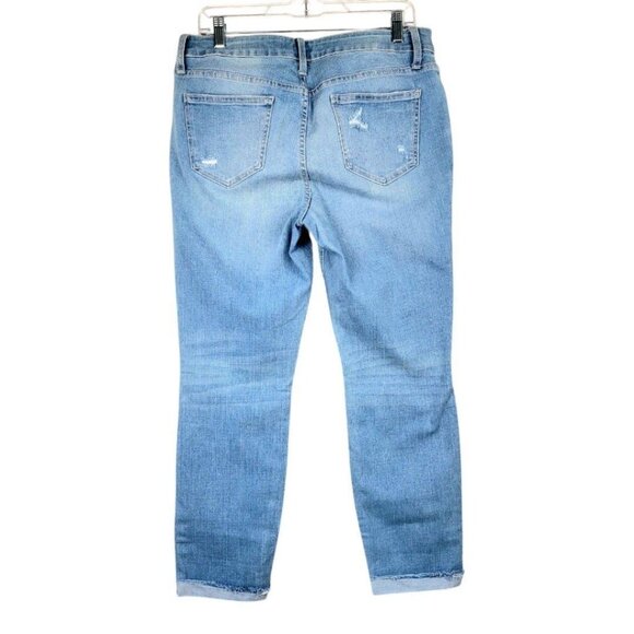 Womens Size 14 Lauren Conrad Lightwash Stretchy Distressed Cuffed Skinny Jeans - Picture 2 of 12